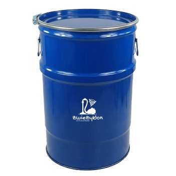2.Wahl 60 Liter Stahlfass "Einzeln" Blau mit Innenlackierung Eimer Deckelfass Behälter